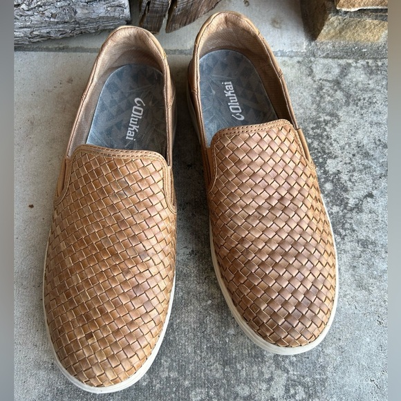 OluKai Tan Woven Slip-On Mens Leather Loafers Sz-10. G main image 15